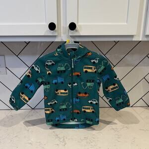 Cat & Jack Green truck bus machine novelty print soft shell jacket size 2T